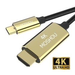 Câble USB C HDMI Type-C vers HDMI - Thunderbolt 3 - convertisseur - adaptateur - 4K 60Hz - pour MacBook / Huawei Mate 30 40 Pro