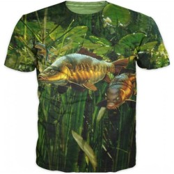 T-shirt de pêche tendance - manches courtes - avec imprimé poisson - unisexe
