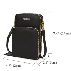 Petit sac à bandoulière - avec fermetures éclair / écran tactile - multifonctionnel - cuir