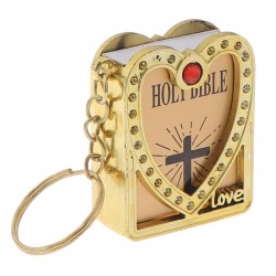 Mini Heilige Bijbel - Kruis - hart - kristal - sleutelhangerSleutelhangers