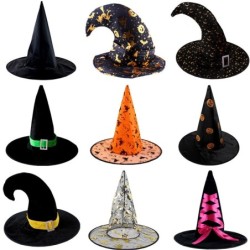 Heks / tovenaar lange puntmuts - lint / kant / spin / sterren - voor kostuumfeest / HalloweenKostuums