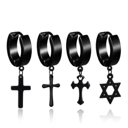 Kleine ronde oorbel - met kruis / ster - unisex - roestvrij staal - 1 stukOorbellen