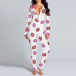 Combinaison de couchage longue - pyjama sexy - avec rabat fessier ouvrable