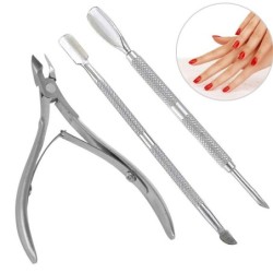 Cuticle clippers - dead skin remover stick - stainless steel - 3 piecesClippers & Trimmers