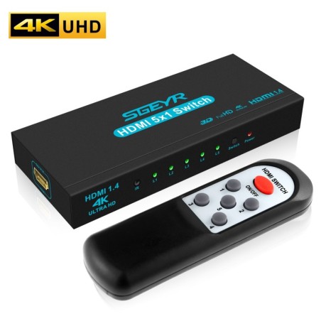 HDMI-schakelaar - 5 in / 1 uit - met IR-afstandsbediening - 1.4 HDCPHDMI-schakelaars