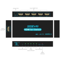 HDMI-schakelaar - 5 in / 1 uit - met IR-afstandsbediening - 1.4 HDCPHDMI-schakelaars