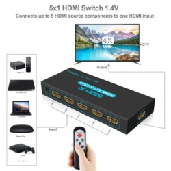 HDMI-schakelaar - 5 in / 1 uit - met IR-afstandsbediening - 1.4 HDCPHDMI-schakelaars