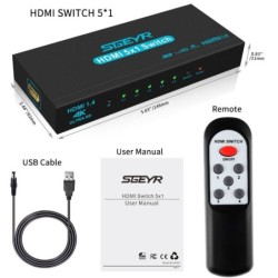 Commutateur HDMI - 5 entrées / 1 sortie - avec télécommande IR - 1.4 HDCP