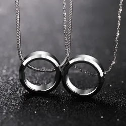 Trendy ronde hanger - met titanium stalen ketting - unisexHalskettingen