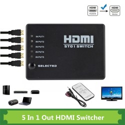 5 in / 1 out - HDMI switcher - splitter - HUB - avec télécommande IR - 1080P - pour HDTV DVD BOX
