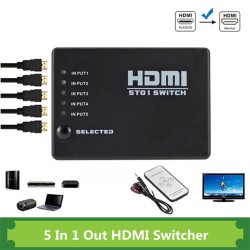 5 in / 1 out - HDMI switcher - splitter - HUB - avec télécommande IR - 1080P - pour HDTV DVD BOX