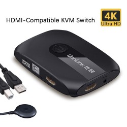 HDMI KVM switch - met extender - 4 USB 2.0 - 4K30Hz 1080P60HzHDMI-schakelaars