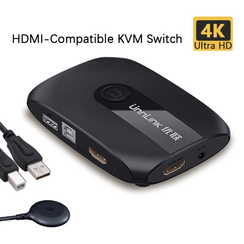 HDMI KVM switch - met extender - 4 USB 2.0 - 4K30Hz 1080P60HzHDMI-schakelaars