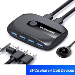 Commutateur KVM - USB 2.0 / 3.0 - pour Windows 10 / PC / clavier / souris / imprimante - partage / appairage