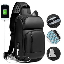 Sac à bandoulière pour ordinateur portable à la mode - sac à dos avec port de chargement USB - étanche