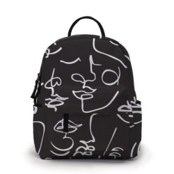 Mini sac à dos tendance - imperméable - visage abstrait imprimé