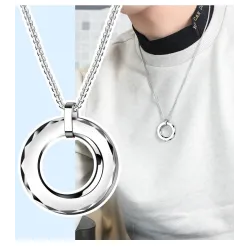 Modieuze ronde wolfraam hanger - met titanium stalen kettingKettingen