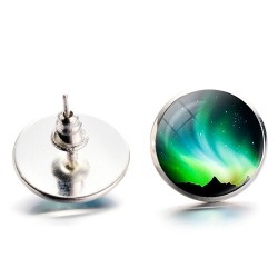 Round glass stud earrings - northern lightsEarrings
