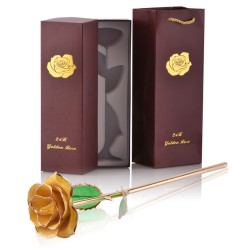 Rose trempée dans l'or 24 carats - avec support - anniversaire / Saint Valentin / cadeau de mariage