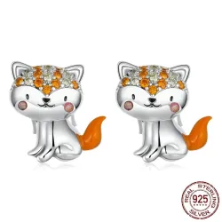 Oorbellen met oranje kristallen vos - 925 sterling zilverOorbellen
