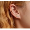 Purple-pink flower /green leaf - elegant earrings - 925 sterling silverEarrings