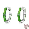 Ronde oorbellen met groene bamboe - 925 sterling zilverOorbellen