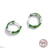 Ronde oorbellen met groene bamboe - 925 sterling zilverOorbellen