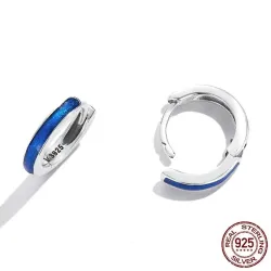 Boucles d'oreilles créoles bleues - Argent 925