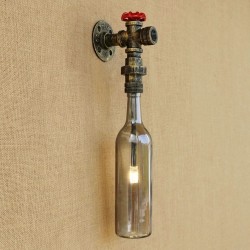 Loft américain - applique murale - lampe Edison LED - bouteille en verre vintage / pipe à eau