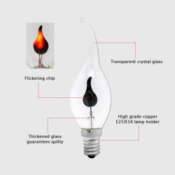Ampoule LED - flamme flamme vacillante - E14 / E27 - 3W - 220V - 10 pièces