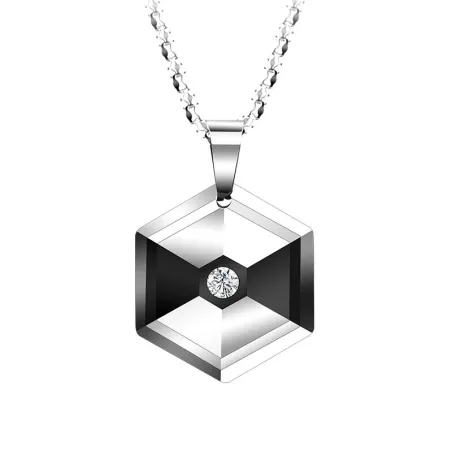 Pendentif hexagonal avec cristal - collier de tungstène