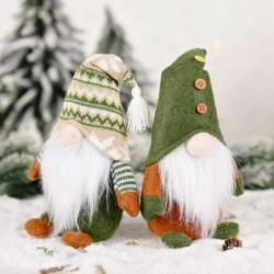 Père Noël tricoté vert sans visage - Décoration de Noël