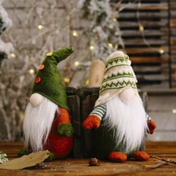 Père Noël tricoté vert sans visage - Décoration de Noël