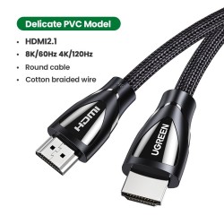 Ugreen - Câble HDMI 2.1 - 8K/60Hz / 4K/120Hz - 48Gbps - HDR10 / HDCP2.2