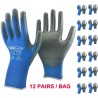 Gants de protection de travail - souples - nylon / polyester - 12 paires