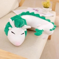 Wit/groen kussen in de vorm van een draak - knuffelKnuffels