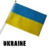 Drapeau ukrainien - avec mât en plastique - 14 * 21cm - 10 pièces