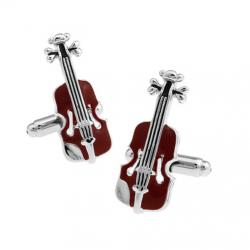Red & silver violin cufflinksCufflinks