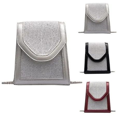 Modieuze kleine schoudertas - met strass-steentjes / kettingriemTassen