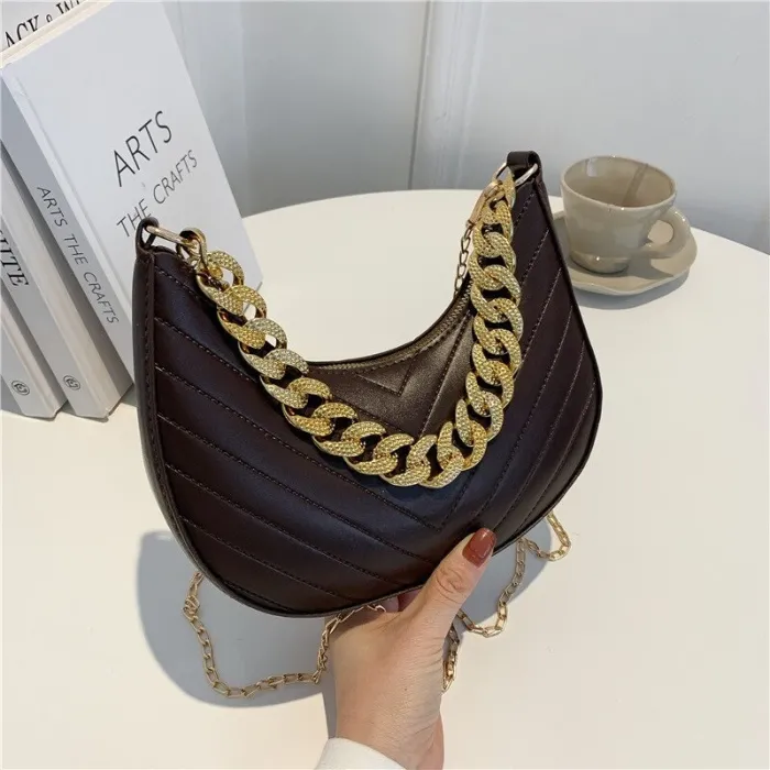 Luxurious shoulder small bag - double chain strapsHandbags