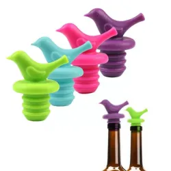 Bouchon de bouteille de vin - silicone - en forme d'oiseau