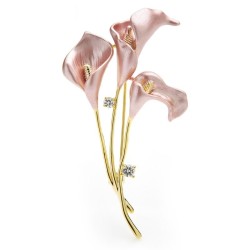 Elegante broche - 3-bloemige lelie - met kristallenArmbanden