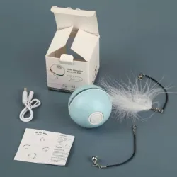 Interactive toy for dogs / cats - ball with light / sound / feather - USBToys