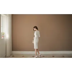 Warm elegant dress - with lace sleeves - whiteDresses
