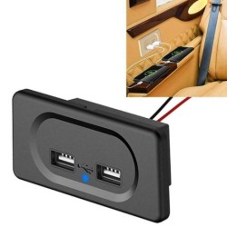 Autolader - dubbele USB-poorten - stopcontact met blauwe LED-indicator - DC5V/3.1A - 12VInterieur accessoires