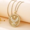 Collier vintage en acier inoxydable - Pendentif Aigle / Croix / Dieu gardien - plaqué or