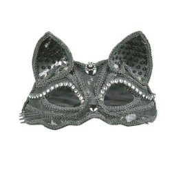 Masque pour les yeux vénitien luxueux - dentelle / paillettes / paillettes - oeil de chat - Halloween / mascarades