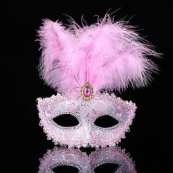 Masque pour les yeux vénitien sexy - plumes / dentelle / cristal - Halloween / mascarade