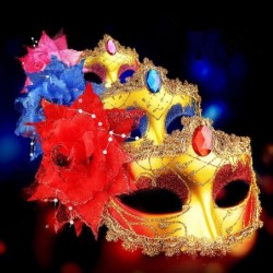 Sexy Venetiaans oogmasker - diamant / veer bloem / glitter - carnaval - HalloweenMaskers