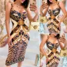 Sexy fashionable midi dress - sleeveless - yellow leopard print - slimDresses